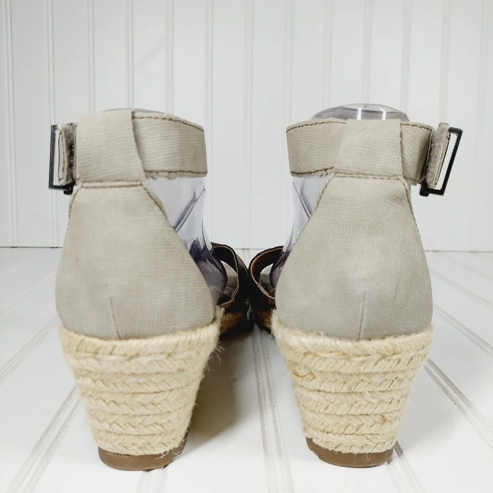 Earth Origins Naples Natasha Platinum Leather Espadrille Wedge Sandals D144 - Picture 7 of 15